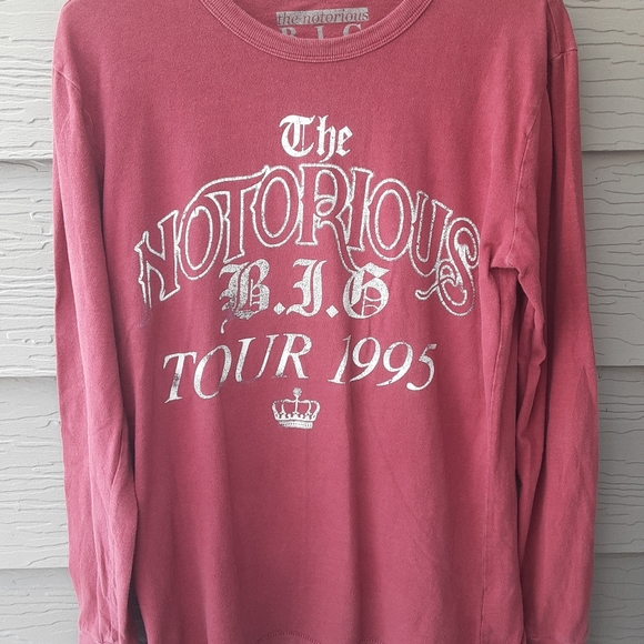 The Notorious B.I.G. Tour 1995 Long Sleeve Graphic Shirt Small Maroon - Picture 2 of 6